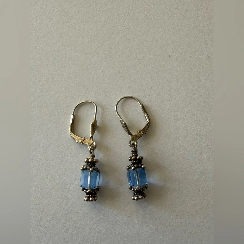 Elegant Silver 925 and Blue Beaded Vintage Earrings 💎
